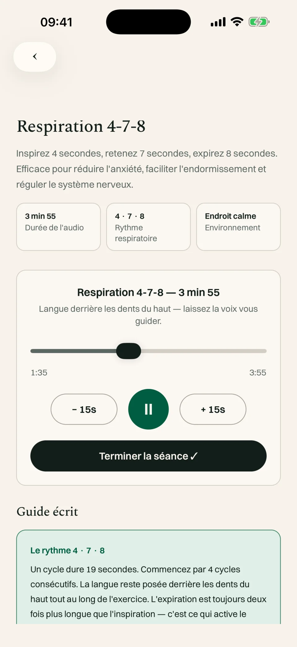 Exercice de respiration guidé